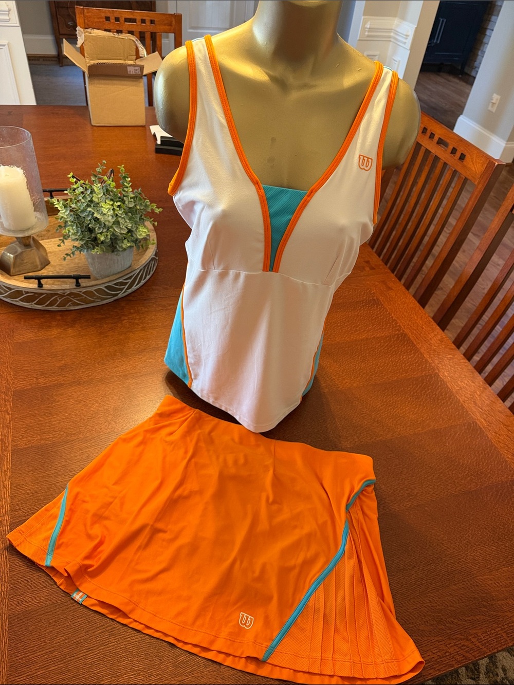 Wilson White, Orange & Teal Tennis Outfit - XL